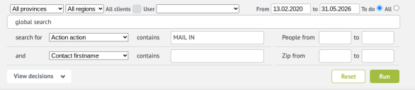 Veenvoudigd zoekactie in Actions List
